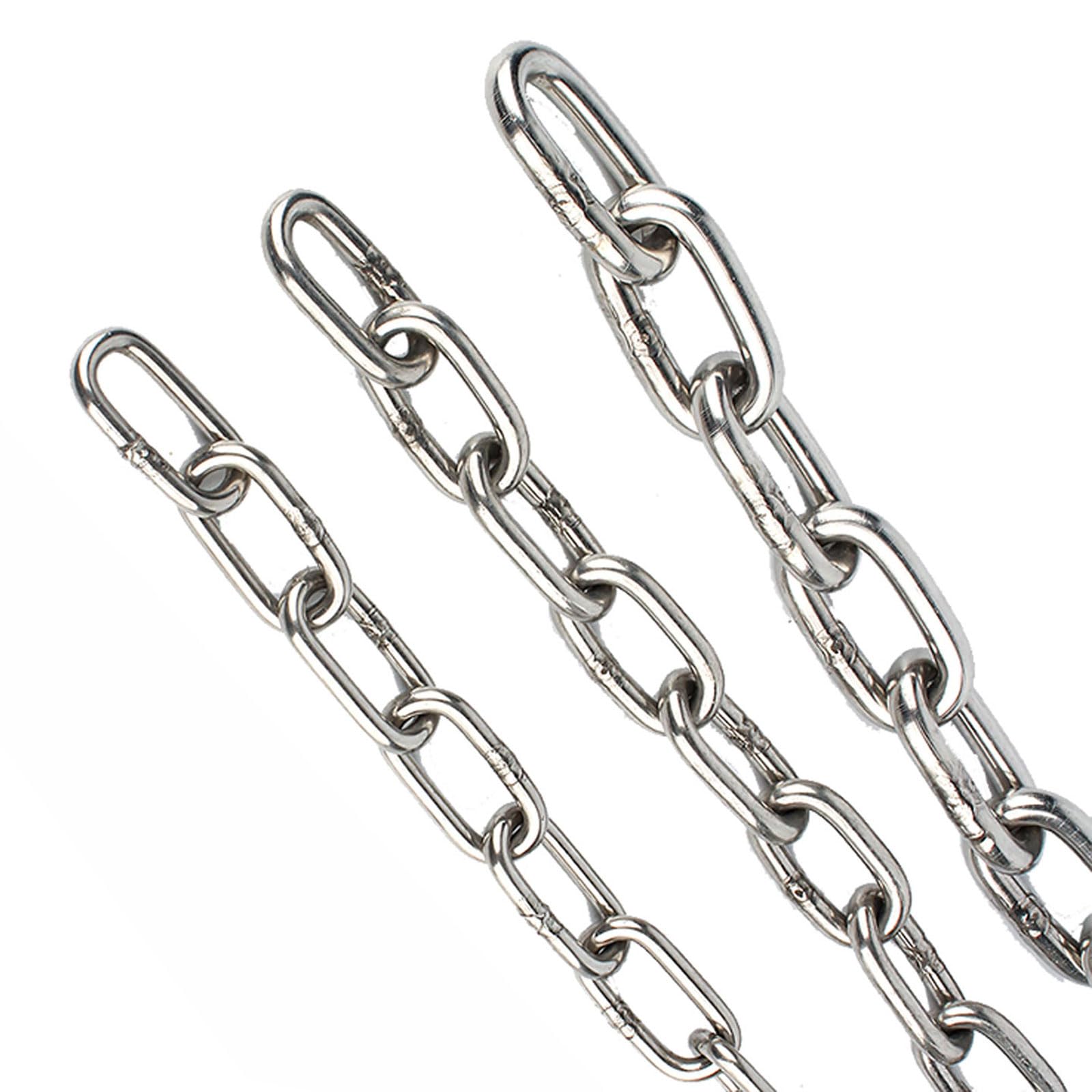 3 Stück 304 Edelstahlkette, 1 m lang, robuste Kettenglieder für Schaukelkette und Sicherheitsschloss, Durchmesser 8 mm