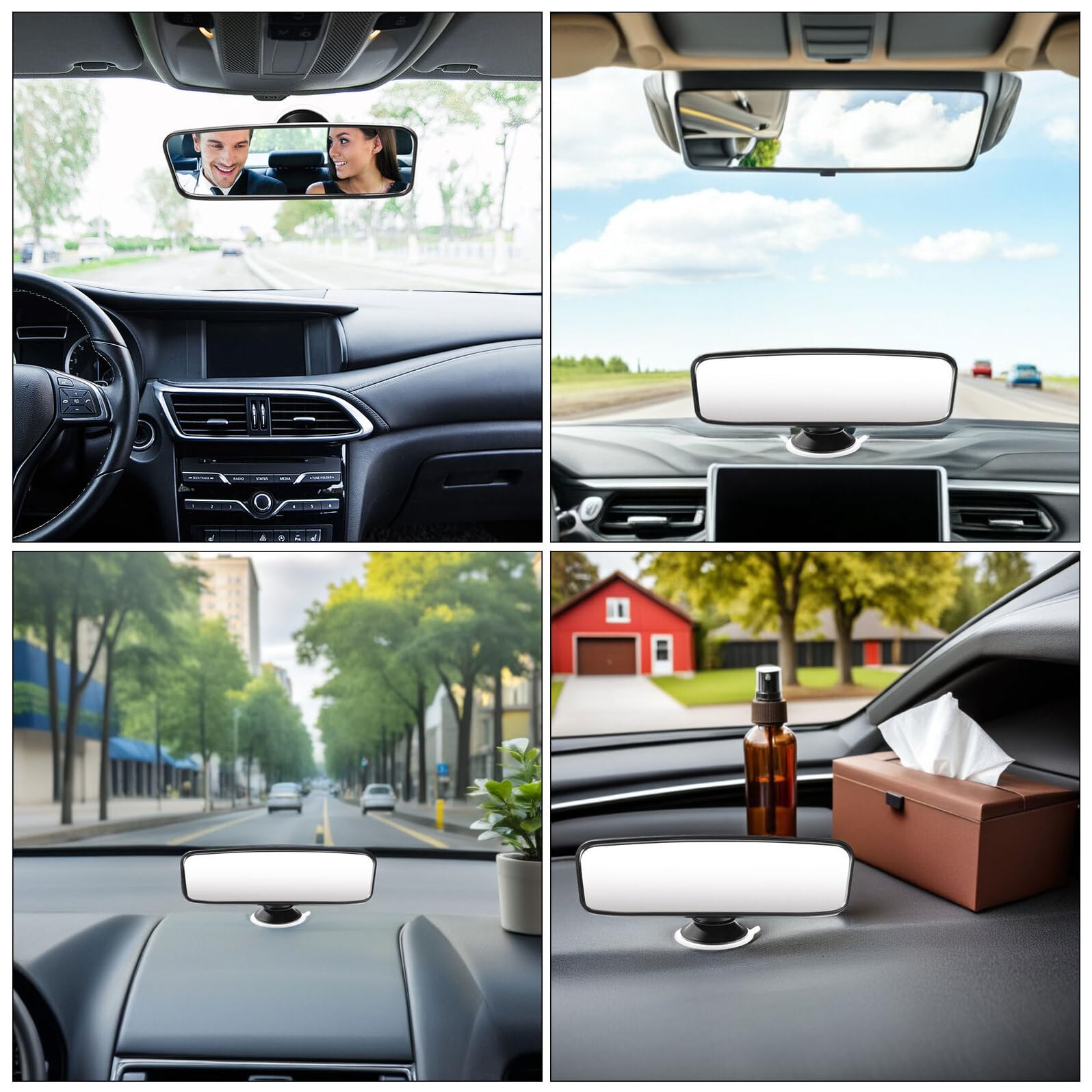 Espejo Rectangular para Coche Visión Amplia y Ventosa Ajustable para Ñiño y Niño en Asiento Trasero