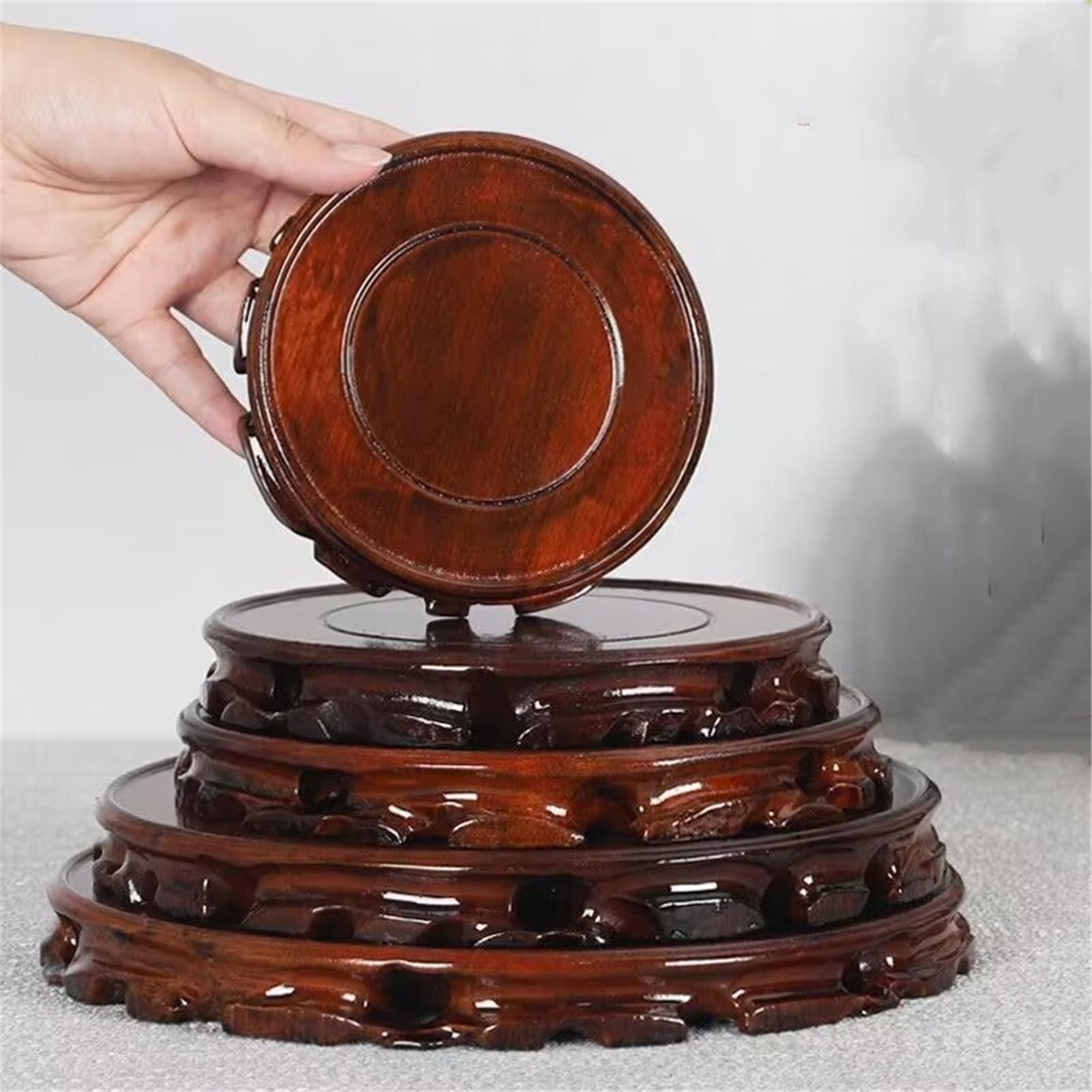 Stojak na Bonsai Zestawy do kawy i herbaty z podstawą drewna, wazonem doniczką Baza Bonsai(XS)