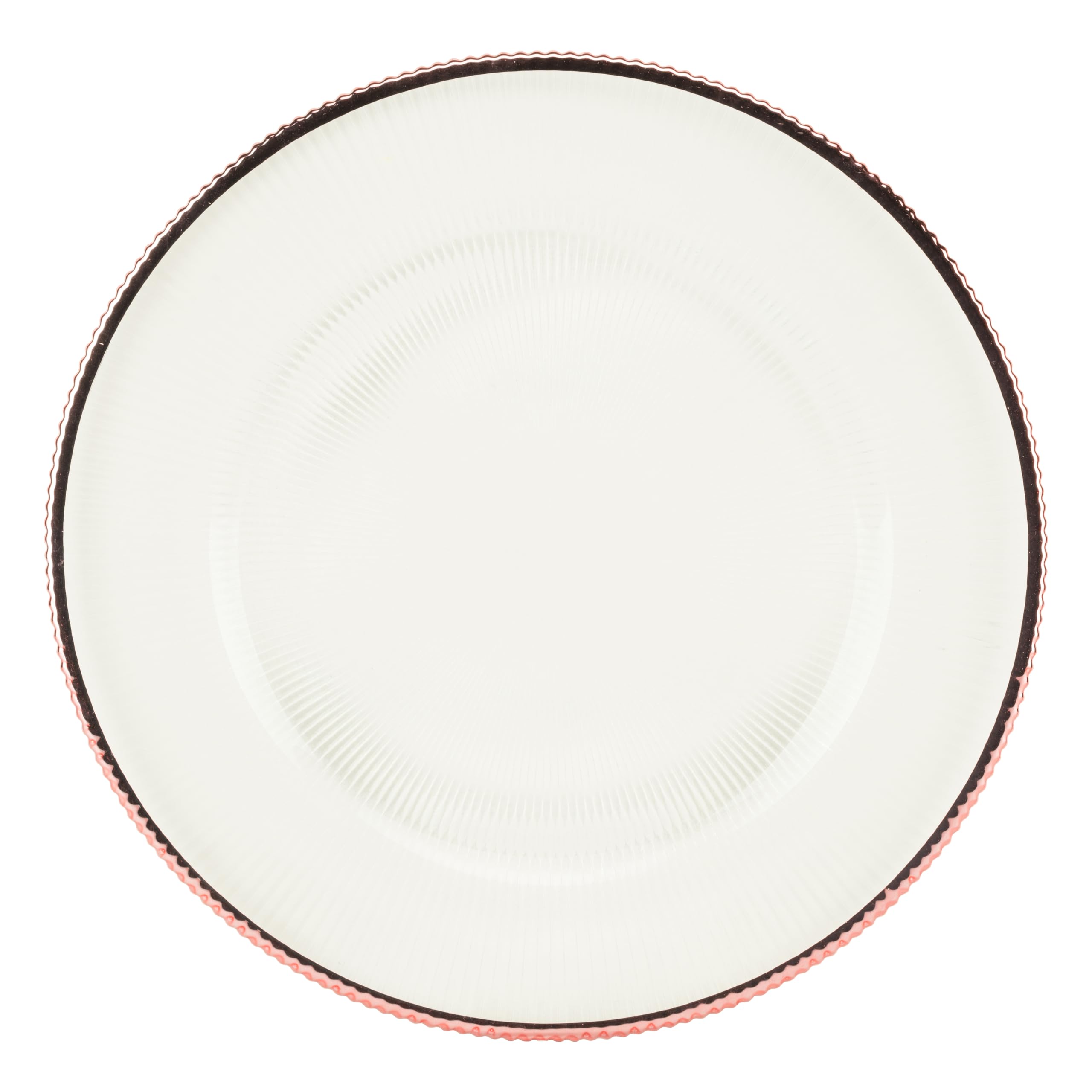 10 Strawberry Street Markle Ribbed Glass Charger, Rose Rim, Set of 4