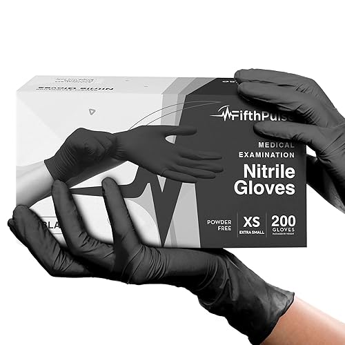 Guantes desechables de nitrilo negro, talla XS, 200 unidades, guantes médicos sin látex, grado dental y quirúrgico, guantes de goma sin polvo