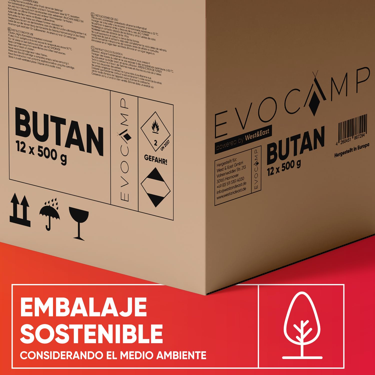 6X Cartuchos de gas Butano 500g, cartucho de rosca con gas Butano/Propano 899 ml, cartucho de gas conforme a EN 417, cartucho de válvula con cierre de rosca, cartucho de gas compatible con gas