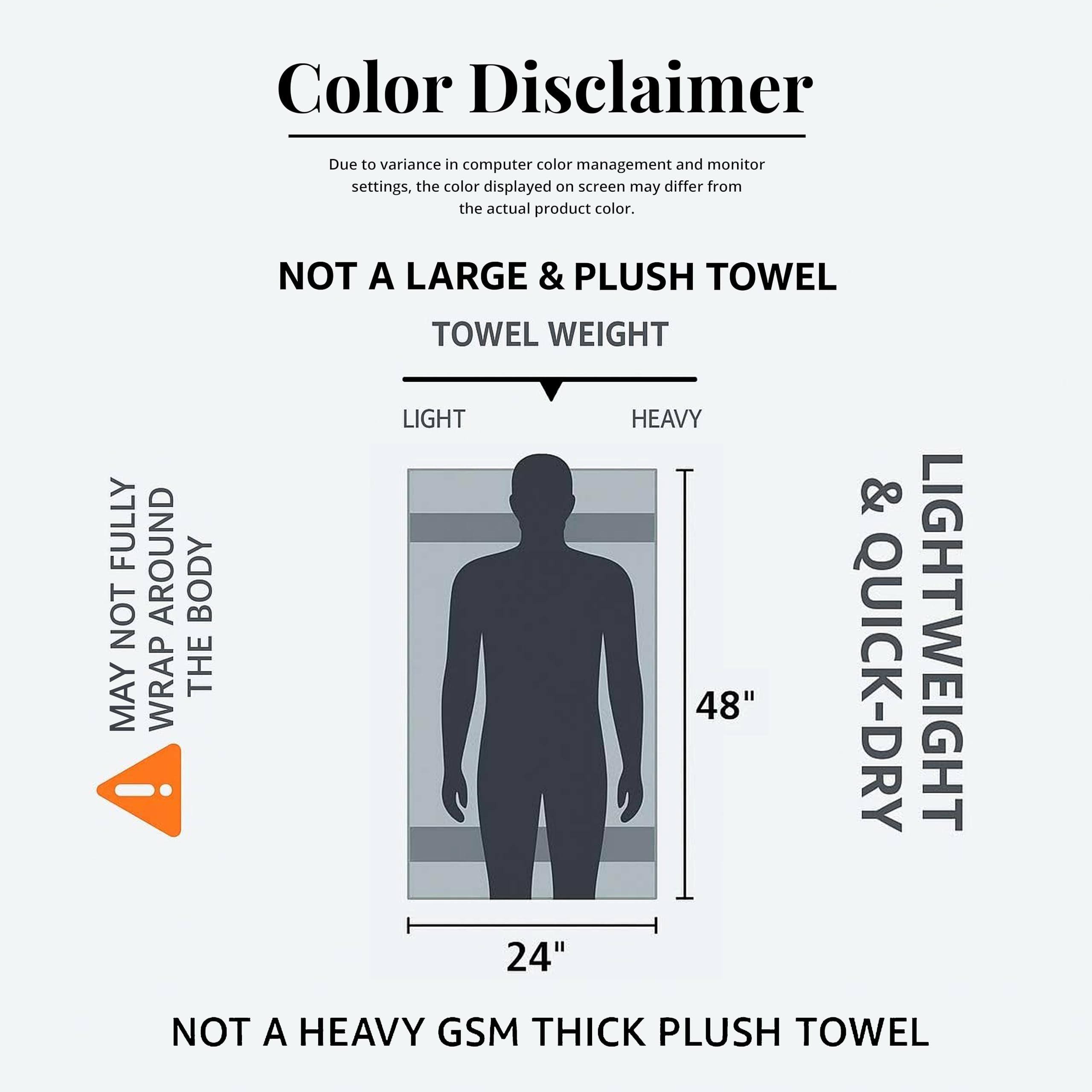 Medium Size Bath Towels Set of 6 – 100% Cotton Terry – 24" x 48" – Quick Dry, Soft & Highly Absorbent – Grey Towels for Bathroom, Gym, Spa, Pool & Daily Use: Sky Blue 24"x48" - PK 6