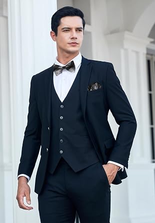 HISDERN Mens Plaid Bow Tie Set Pocket Square and Cufflinks Bowtie