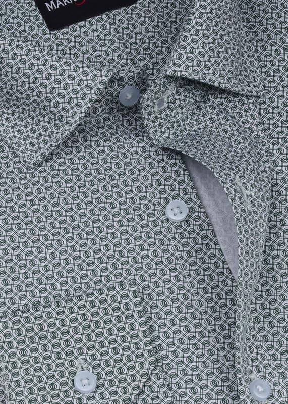 Image of MARK & ALBERT Men's Printed Full Sleeves Regular Fit Shirt Blue | 100% Cotton Stretchable Fabric