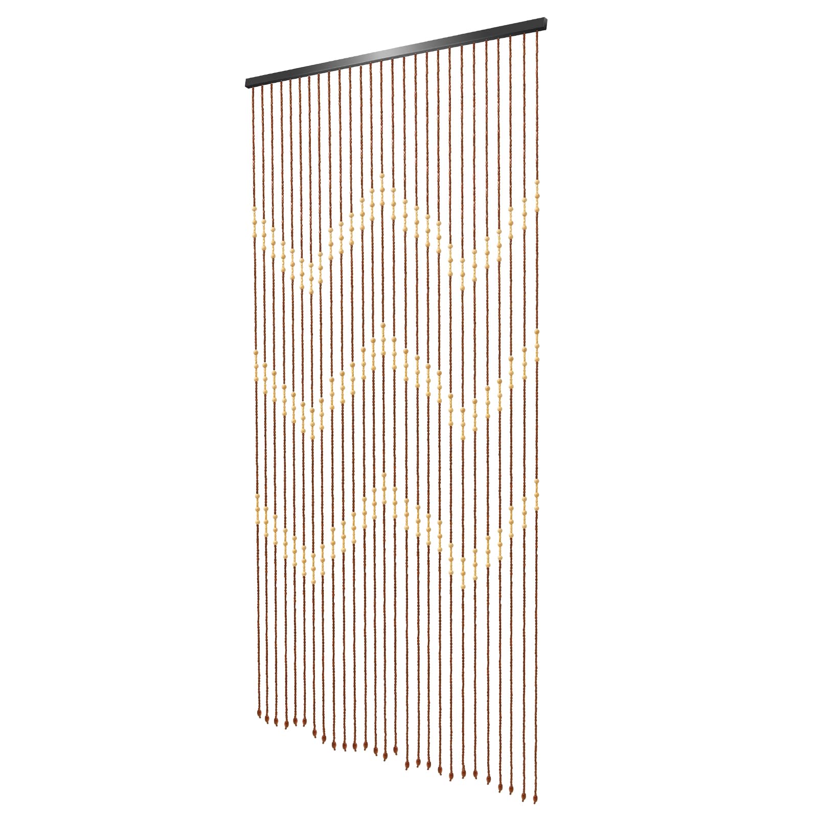 Rideau de perles en bois, en bambou, design rétro, 90 x 175 cm, respirant, avec traverses, en bois, comme cloison, décoration pour portes et balcons