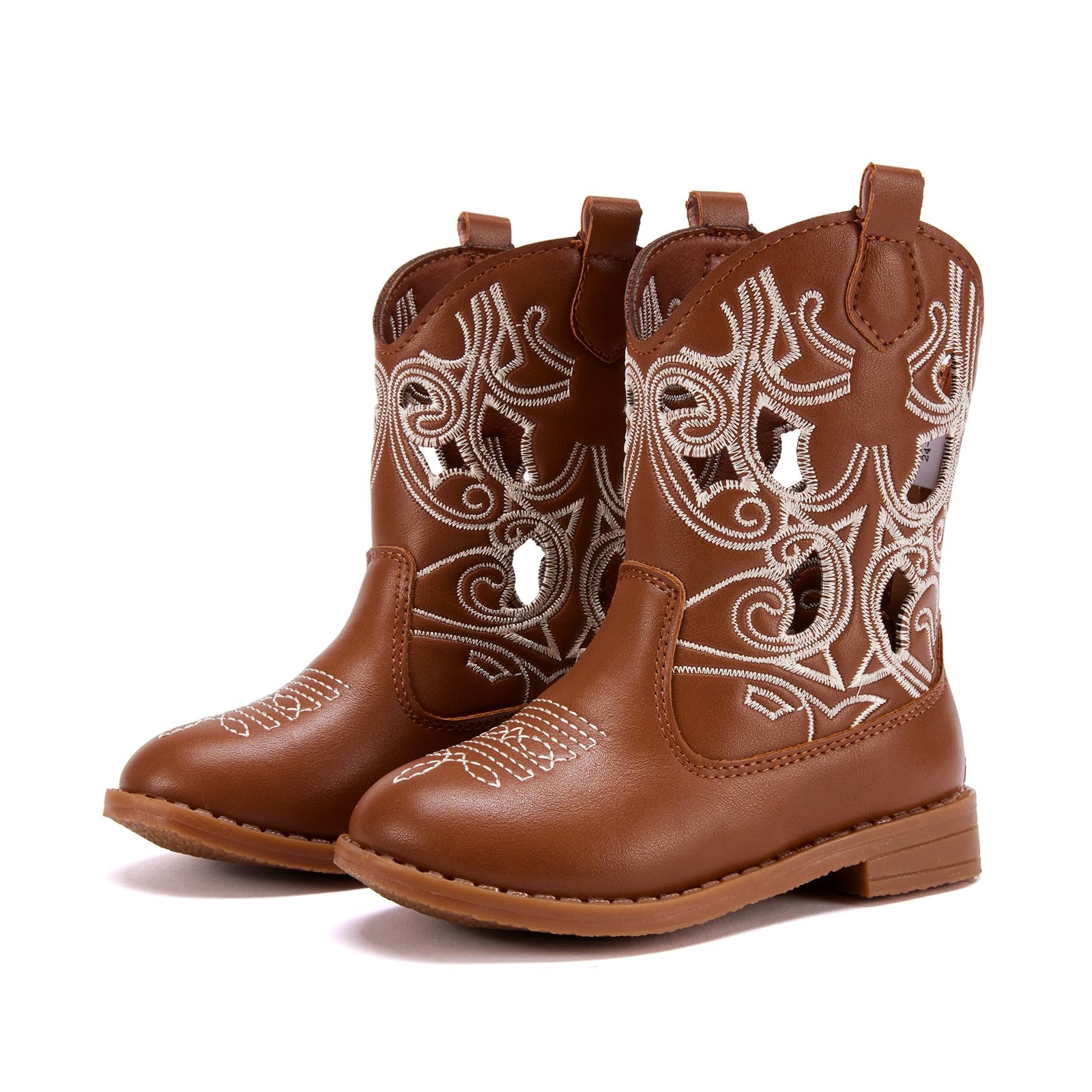 BMCiTYBM Toddler Girls Cowboy Cowgirl Boots Little Kids Pointed Toe Western Boots Mid Calf Side Zipper Riding Shoes for All Seasons (Toddler/Little Kid)