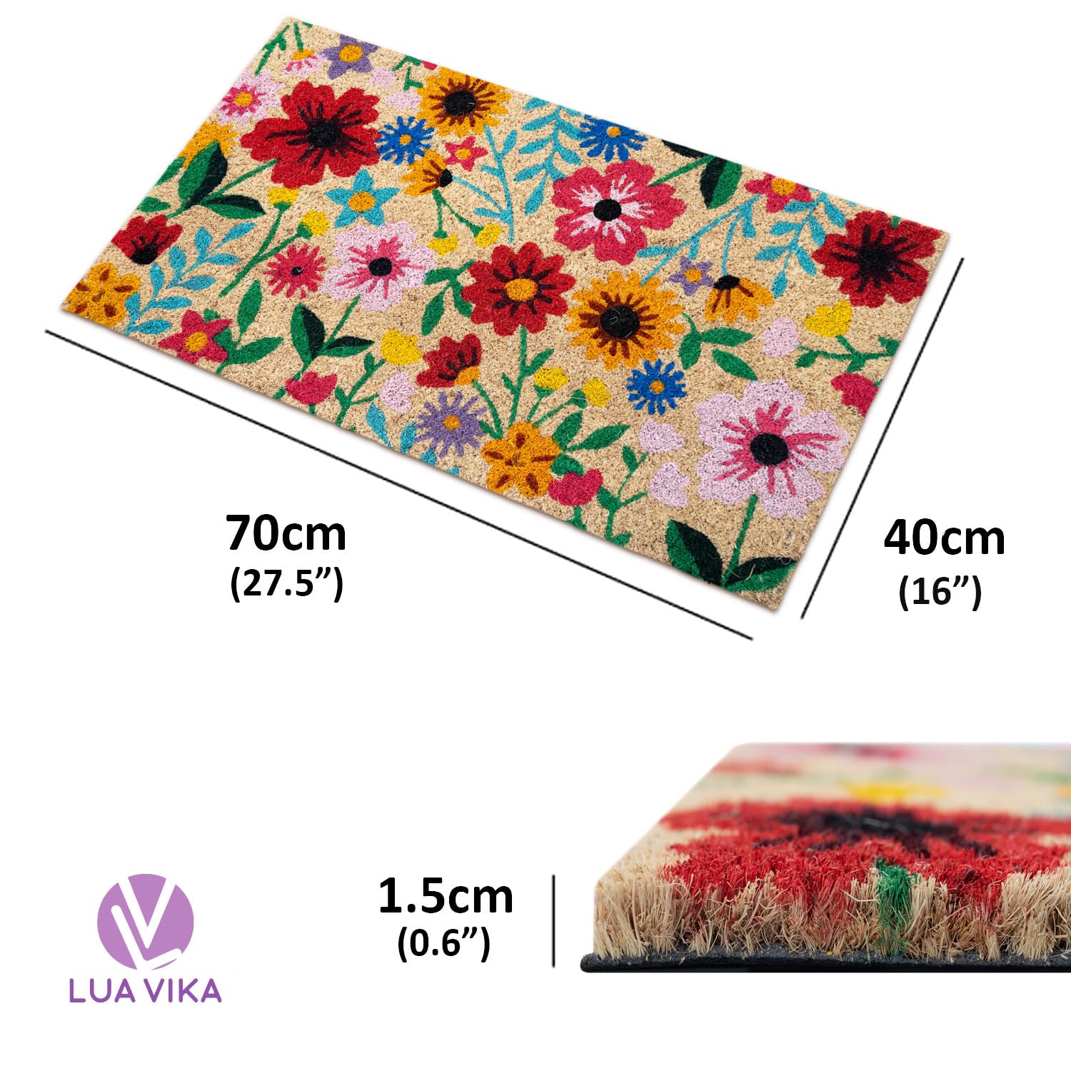 Wycieraczka wejściowa do domu Oryginał - Botaniczny - 40 x 70 cm - Dywan wejściowy do domu na zewnątrz i wewnątrz - Wycieraczka kokosowa - wytrzymała i antypoślizgowa