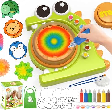 HAYXUN Dinosaur Paint Spin Art Machine Kit, Arts and Crafts for Kids Ages 4-8 Variable Speed Painting Spinner Toys Kits, Art Supplies Birthday Gifts for Boy Girl Ages 6 7 8 9 10 11 12