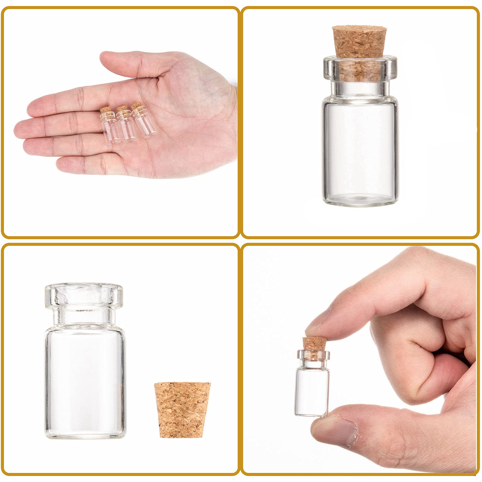 20 Bottigliette In Vetro Trasparente Con Tappo In Sughero Da 2,5 Ml – Ideali Per Bomboniere, Fai Da Te, Matrimoni E Miniature - copertina