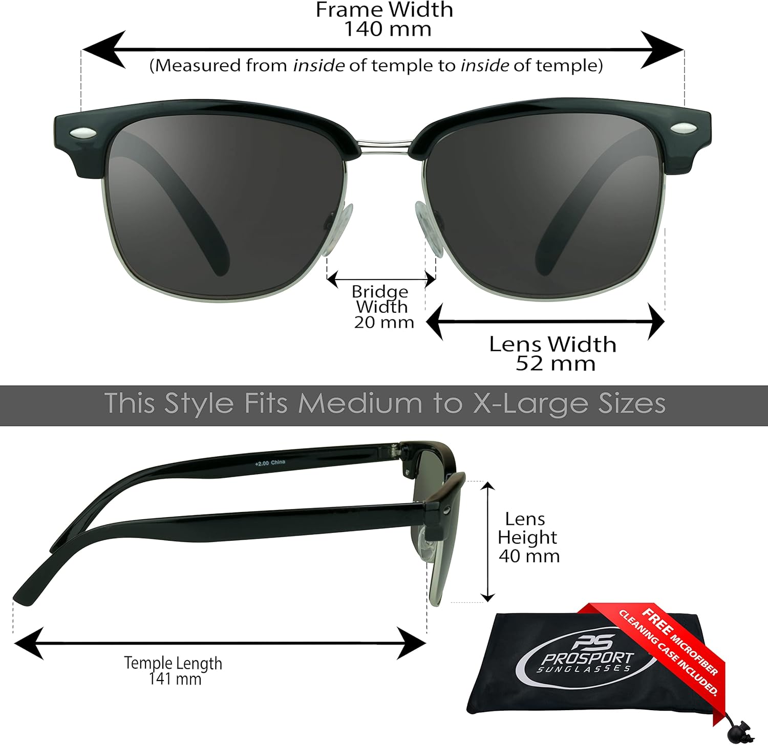 proSPORT Classic Reading Sunglass Reader Full Lens (not bifocal) Magnified Horn Rimmed Yacht Style