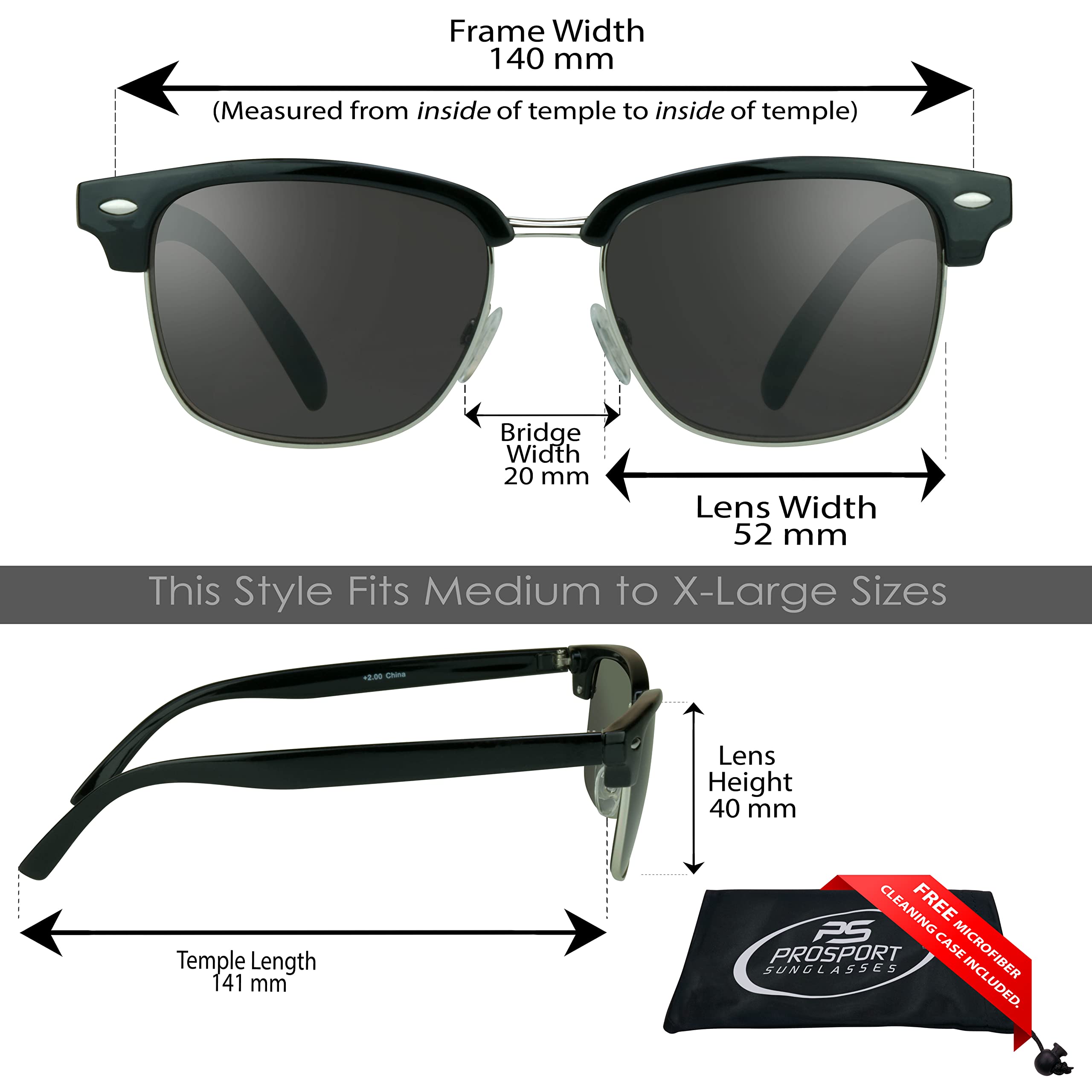 proSPORT Classic Reading Sunglass Reader for Men & Women - NOT BIFOCAL Horn Rimmed Frame (2 Pairs of Classic Black, 2.75, multiplier_x)