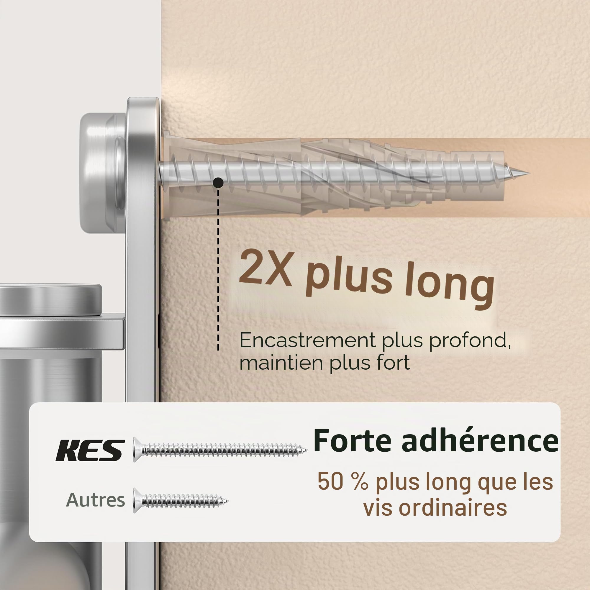 KES Porte-Serviettes de Salle de Bain avec 4 Barres Porte-Serviettes Acier Inoxydable SUS304 pivotant à 180 ° 50 cm Brossée, A2104S4L50-2