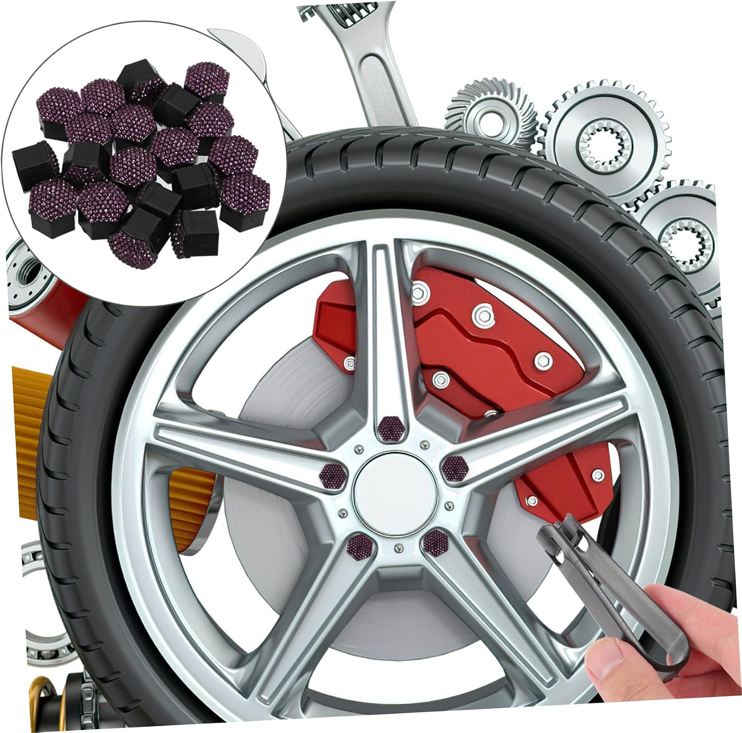 20pcs Rhinestone Wheel Nut Caps Stylish Hub Nut for Tires Easy to Install Fit for Enhanced Car Appearance Protects Bolts Screws