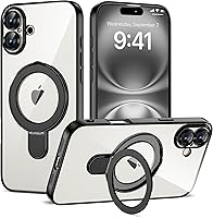 Vista 134 de Funda compatible con iPhone 12 con soporte de anillo magnético invisible [compatible con Mag-Safe] [Protector completo de lente de cámara] Funda