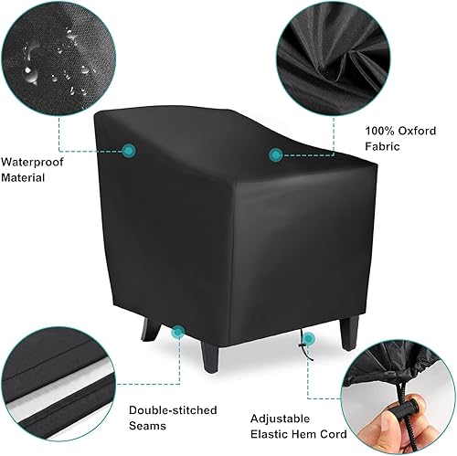 Miniatura 4 de Fundas para sillas de patio de 27 pulgadas de ancho x 31 pulgadas de profundidad x 40 pulgadas de alto, color negro, para muebles de jardín al aire