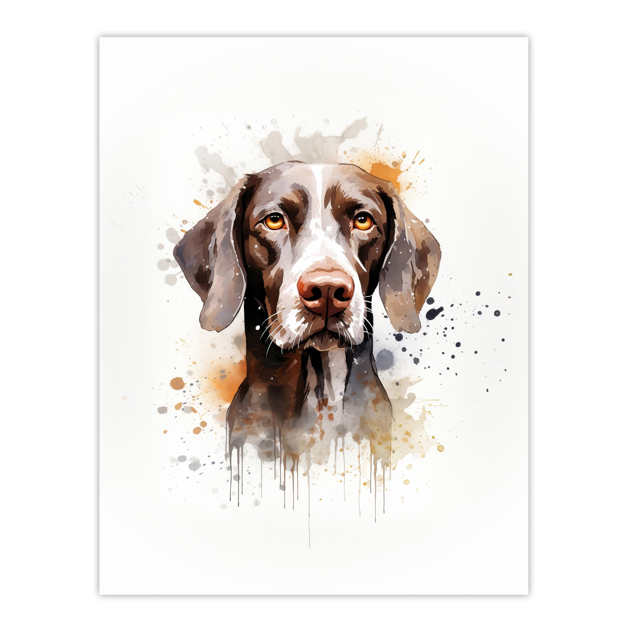 Shorthaired German Pointer Watercolour Art Print - Pet Portrait Painting Artwork Poster - Artery8 - W24 inch x H32 inch