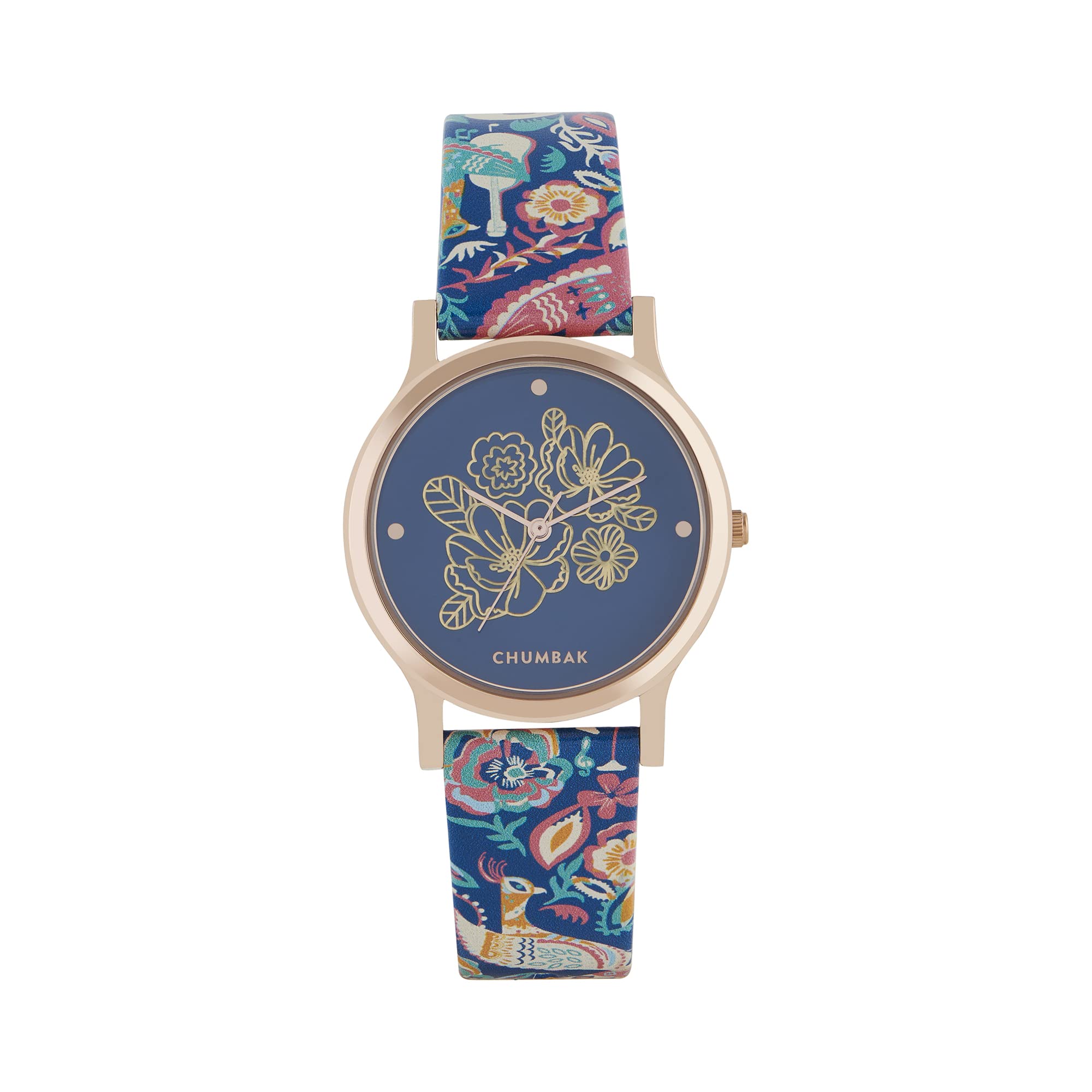 TEAL BY CHUMBAK Round Dial Analog Watch for Women|Lush Blooms Collection| Printed Vegan Leather Strap|Gifts for Women/Girls/Ladies |Stylish Fashion Watch for Casual/Work - Dark Blue (B0BD92B1SP) Amazon Price History, Amazon Price Tracker