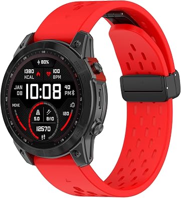22mm Silicone Replacement Band Compatible with Garmin Fenix 8 47mm/Forerunner 965/970/Instinct 1/2/3 45mm Solar, Fenix 7 Pro/7/6 Pro/6/5 plus, Soft Sport Strap Compatible with Multiple Fenix Models