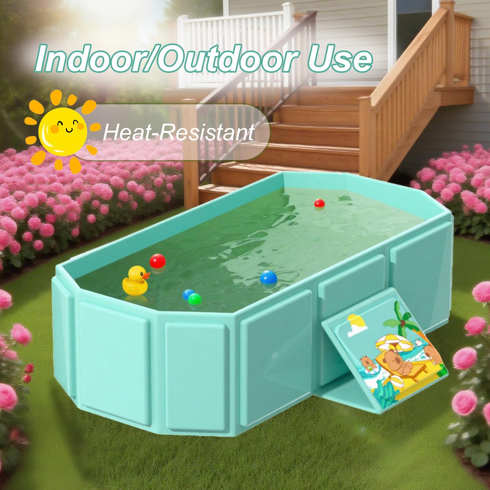 Vasca da bagno pieghevole, 75 x 45 x 25 cm, portatile, pieghevole, multifunzione, per membri della famiglia e animali domestici, accessori per esterni e per la casa (verde)