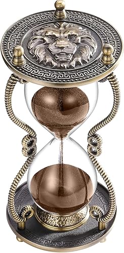 CNCJ Reloj de arena con temporizador de 60 minutos reloj de arena tallado de latón de león grande, reloj de arena marrón vintage de 60 minutos,