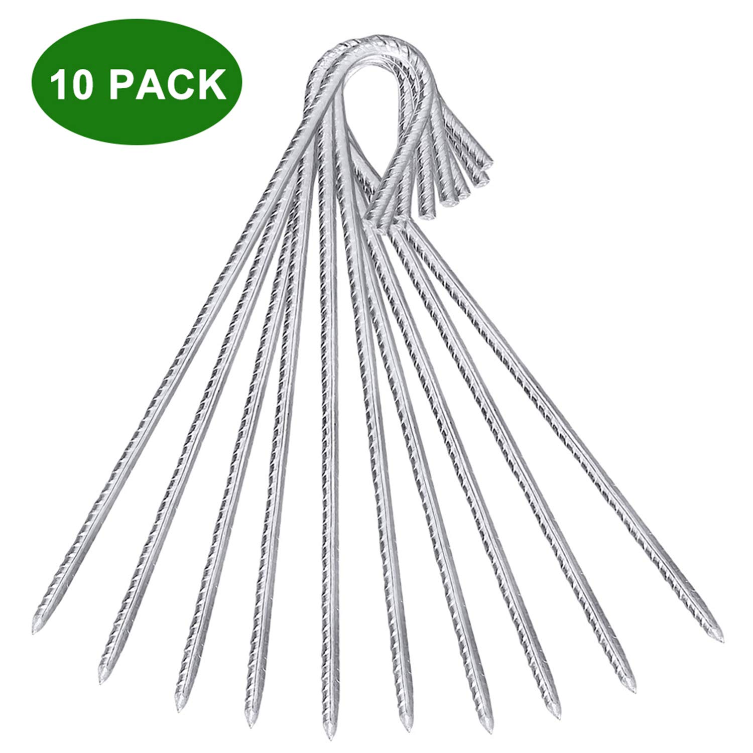 Buy ERYTLLY Rebar Stakes J Hook Heavy Duty Galvanized Metal Stakes for Ground Barrel Soil Tent