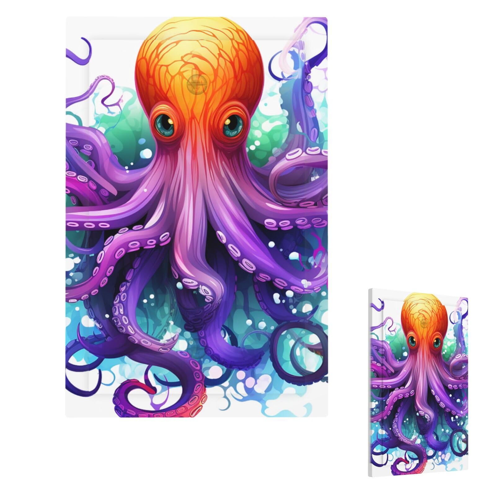 Colorful Octopus Wall Plate Cover Single Blank, Modern Decorative Light Switch Cover Unbreakable Receptacle Outlet Covers for Living Room Bedroom Decor