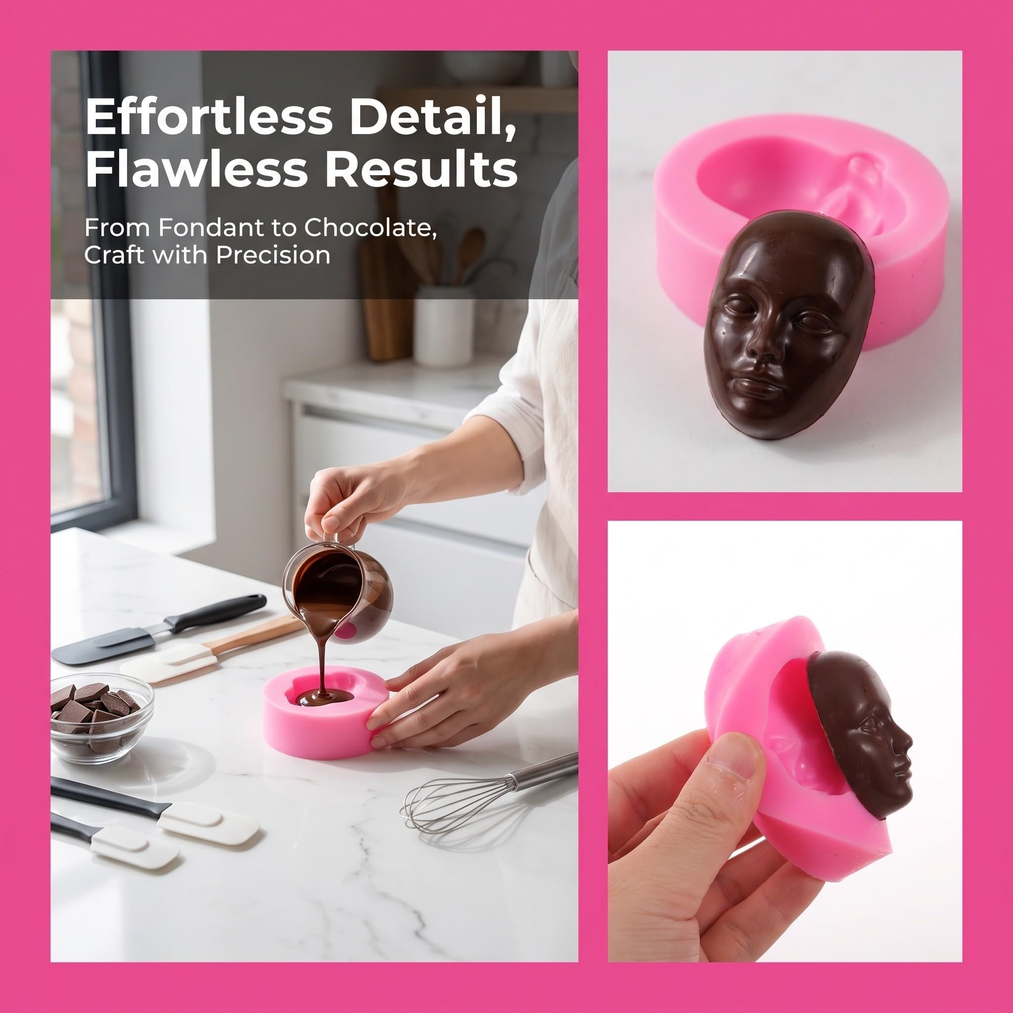 OUNONA 13-teiliges Set 3D-Babygesicht-Silikonformen für Fondant zur