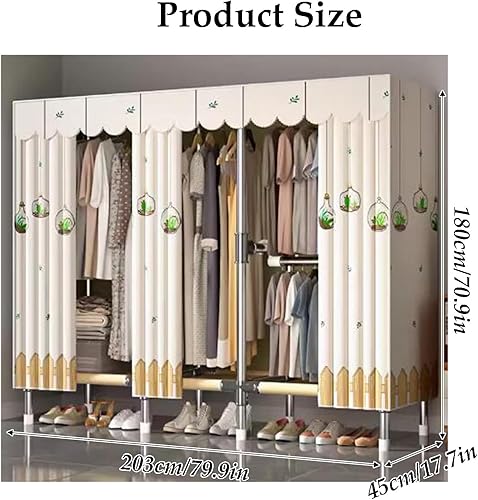 Miniatura 2 de large closets Large Closet Metal Steel Rack Clothes Closet with Clothes Rail Closets for Bedroom Thick Cloth Portable Wardrobe Closet Space-saving