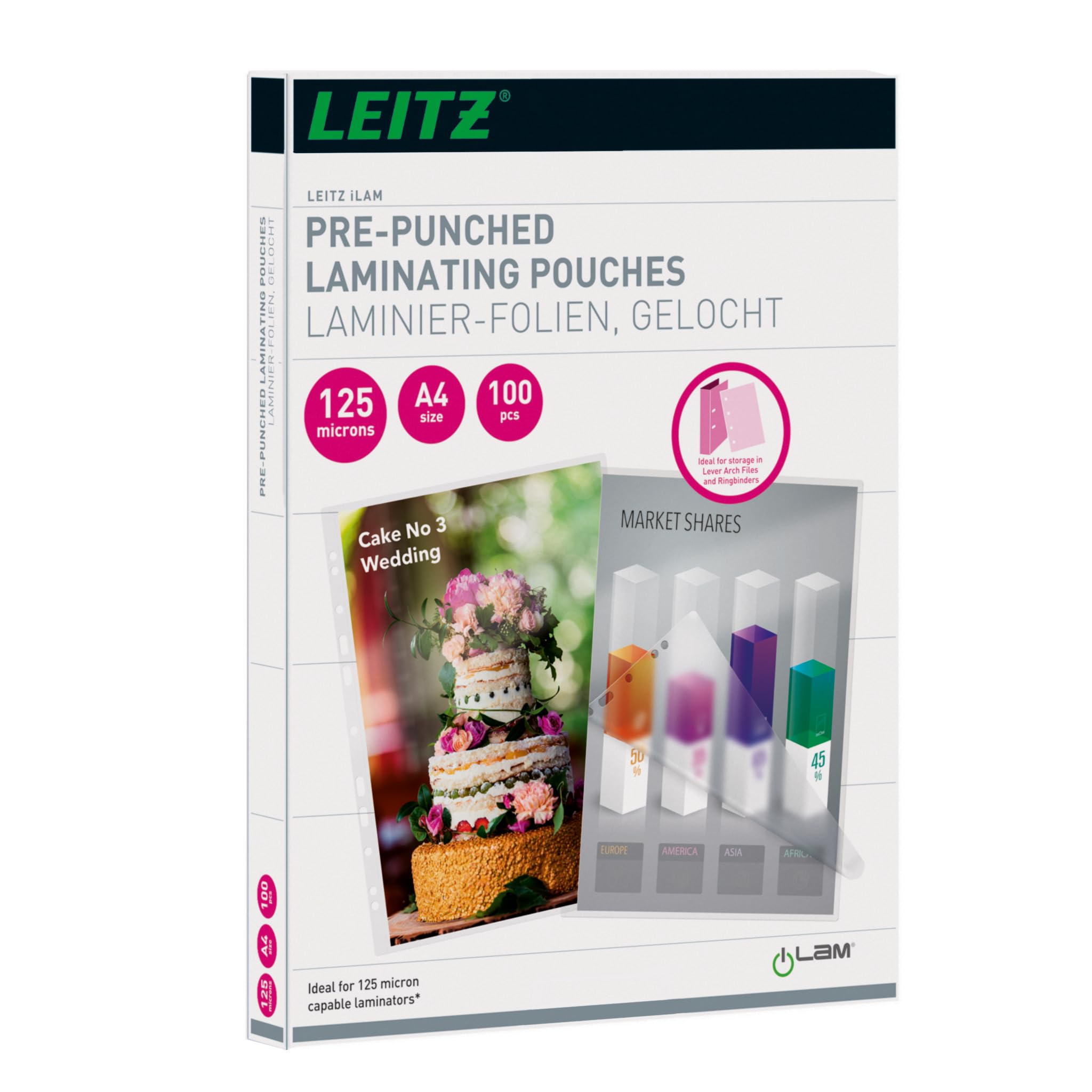 Leitz iLAM A4 125 Micron Pre-Punched Laminating Pouch (Pack of 100)