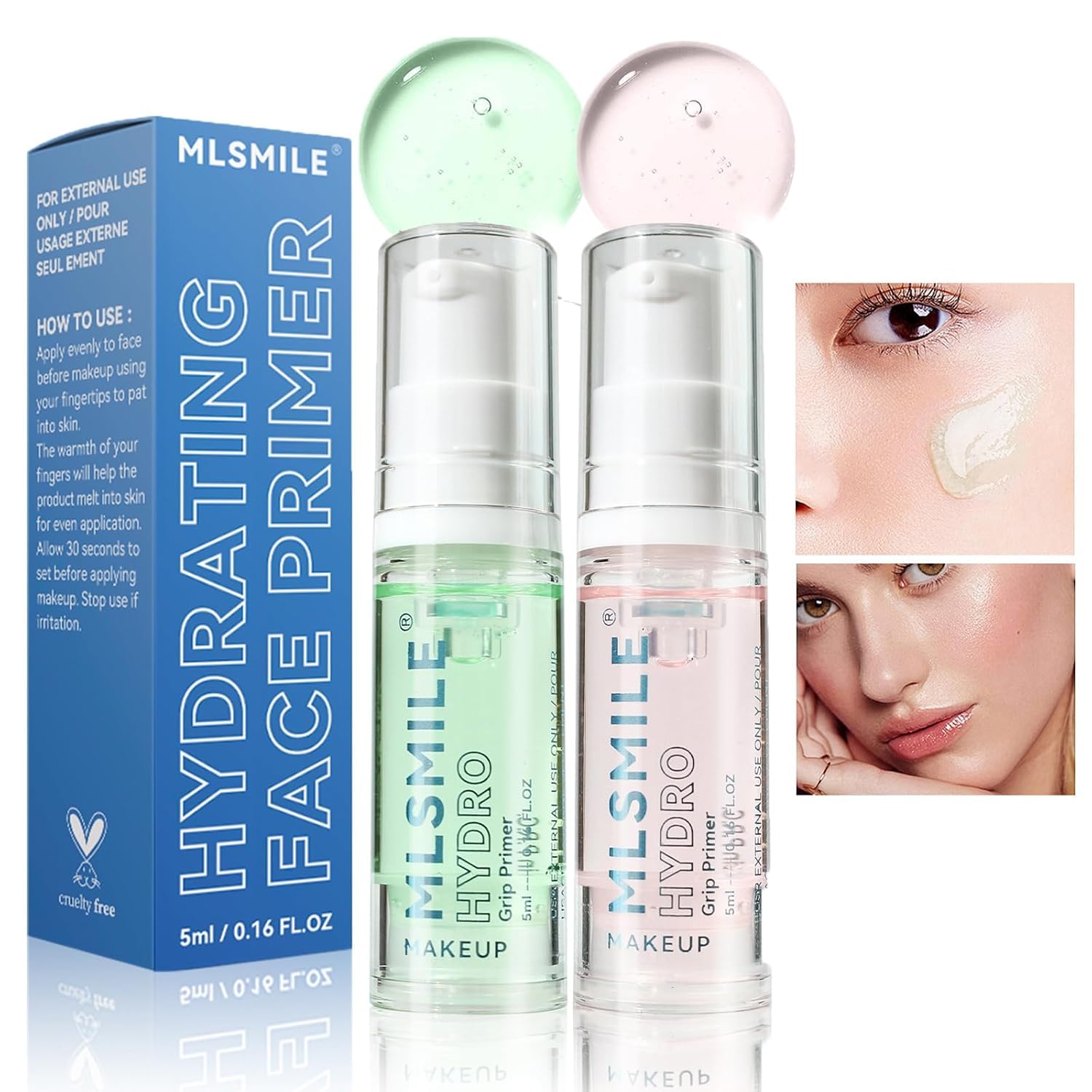 NALACALHydro Grip Primer, Face Makeup Primer For Soothing Hydrating Makeup Primer For Fighting Blemishes, Neutralizing Uneven Skin Tones and Brightening Complexion 2Pcs