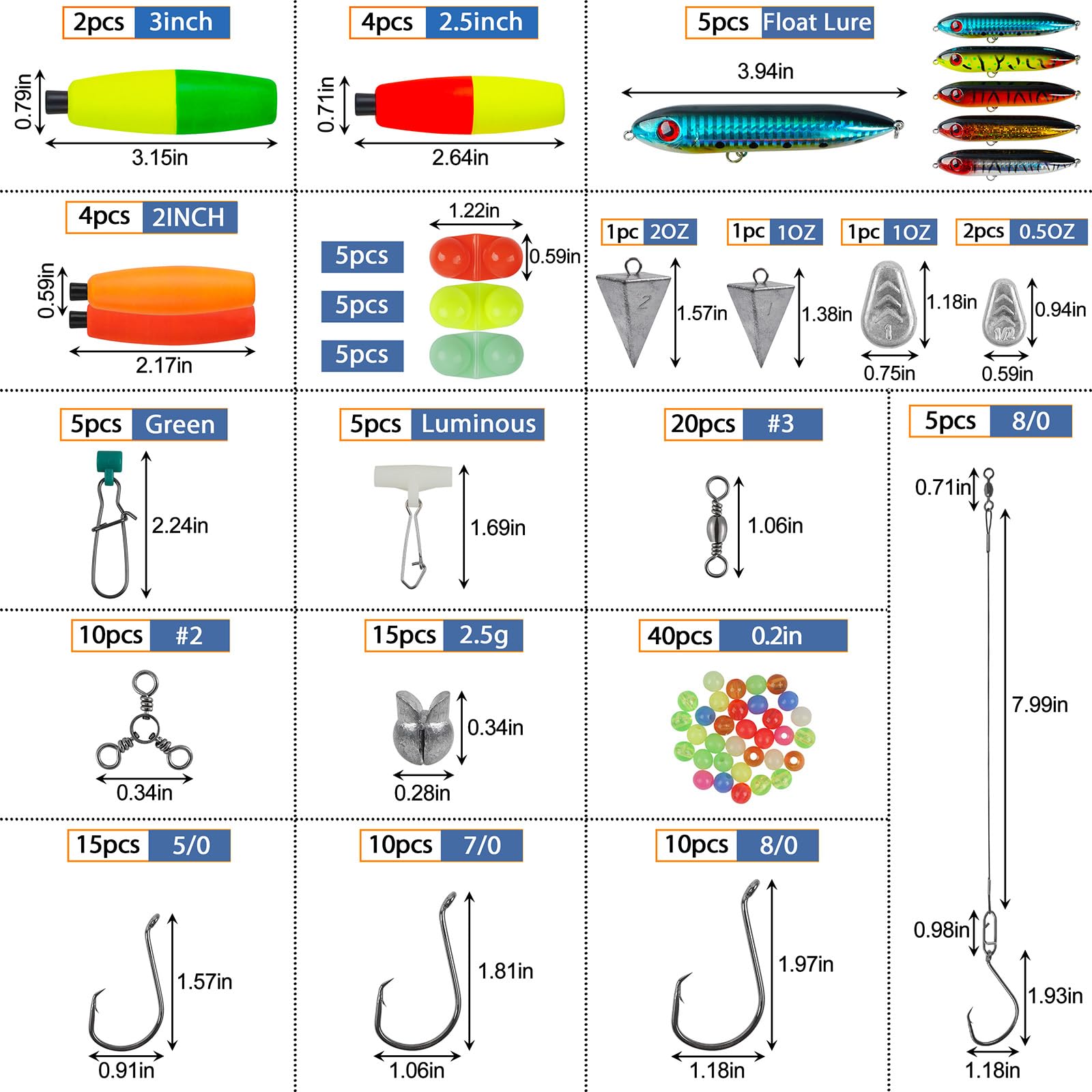Catfish Rig Catfishing Tackle Making Kit, 170pcs Santee Cooper Rig with Bobbers Floats, Rattling Float Lure Baits, Hooks Swivels, Sinker Weights, Rattler Beads, Various Catfish Tackle Accessories
