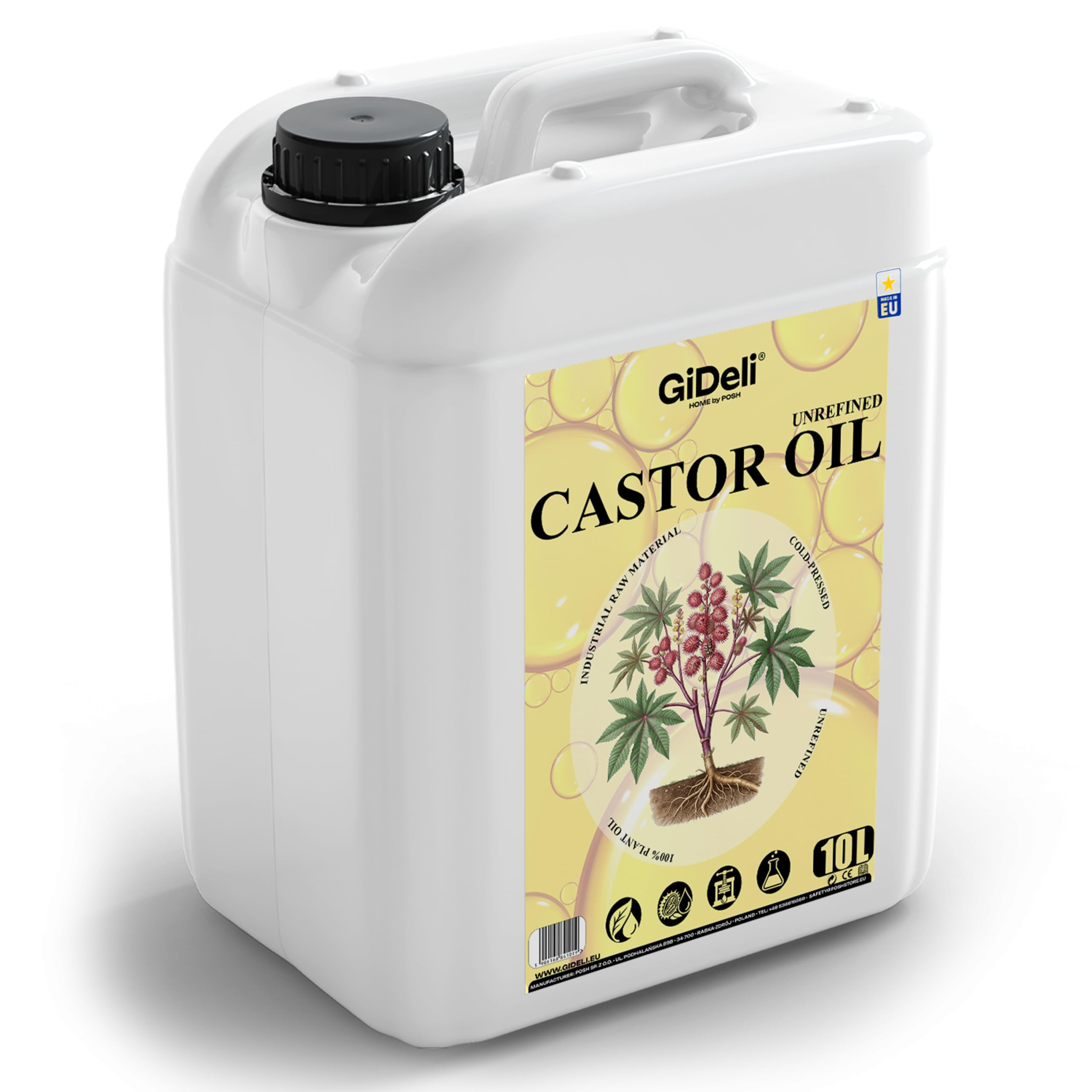 GiDeli Rizinusöl Kaltgepresst 10L Castor Oil Ph. Eur. für Haare und Haut