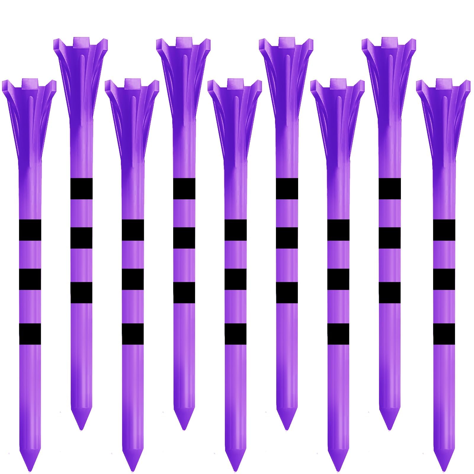 FINGER TEN Golf Tees Plastic Unbreakable Small 3 1/4 Inch 83mm 2 3/4 70mm With Five Claws Prong, Golf Tee Mixed Color Flat Strong Durable Long (Purple, 30 Pack-2 3/4'' 70mm) — image 1