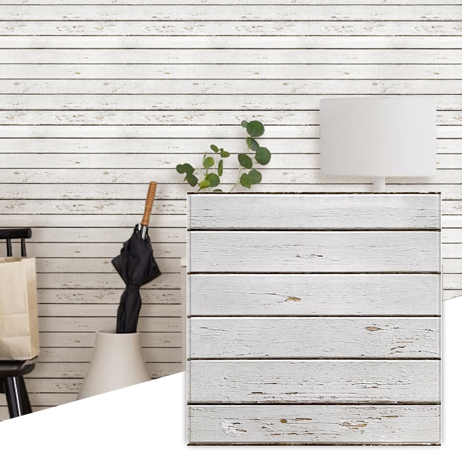 Paneles de pared 3D para salón rústico, tablones de madera sintética para pegar en dormitorios