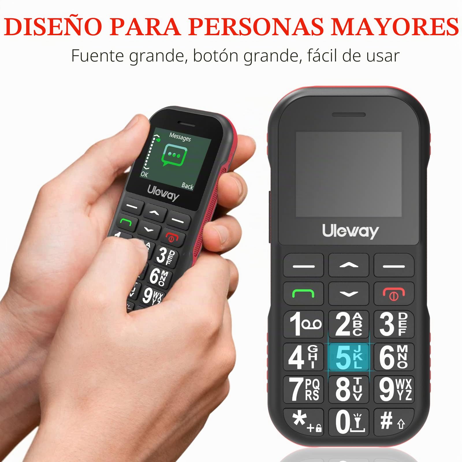 4G Teléfono Móvil para Mayores con Botón SOS, Gran Pantalla HD de 1.77" Moviles con Base de Carga Fácil de Usar para Personas de Edad Fuerte Altavoz y 1800mAh Batería de Larga Duración