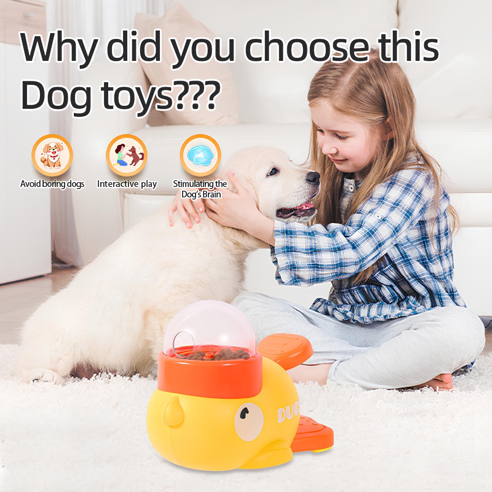 Duck Treat Dispenser, Giocattolo Erogatore Interattivo, Gioco Dispenser Cibo per Cani, Interactive Pet Automatic Feeder Toy, per Animali Domestici, Dolcetti di Interazione per Arricchimento