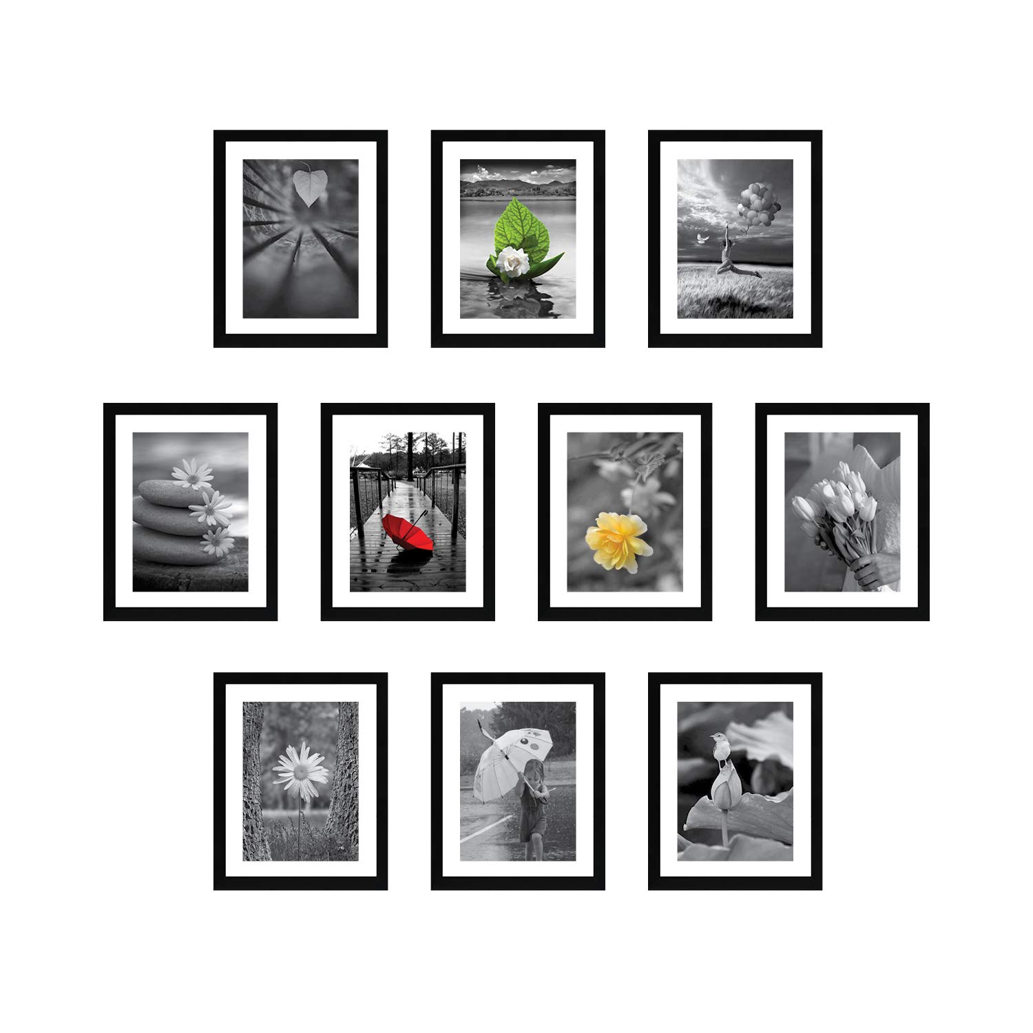 Sponsored Ad - Amazon Brand - Solimo Synthetic Collage Set Of 10 Black Photo Frames ( 8 X 10 Inch - 10 ), Rectangular, wall mount