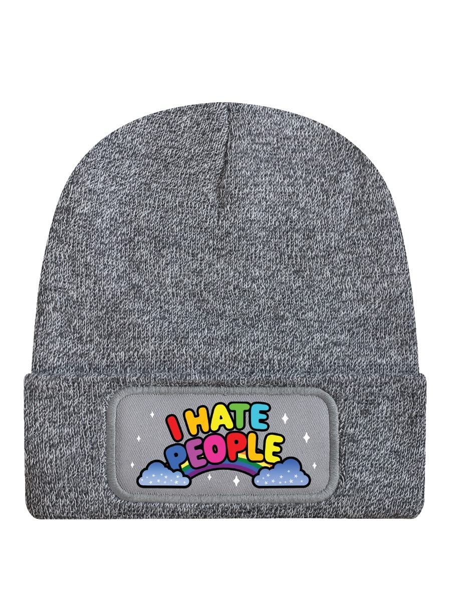 Grindstore Unisex Grey I Hate People Heather Beanie Hat