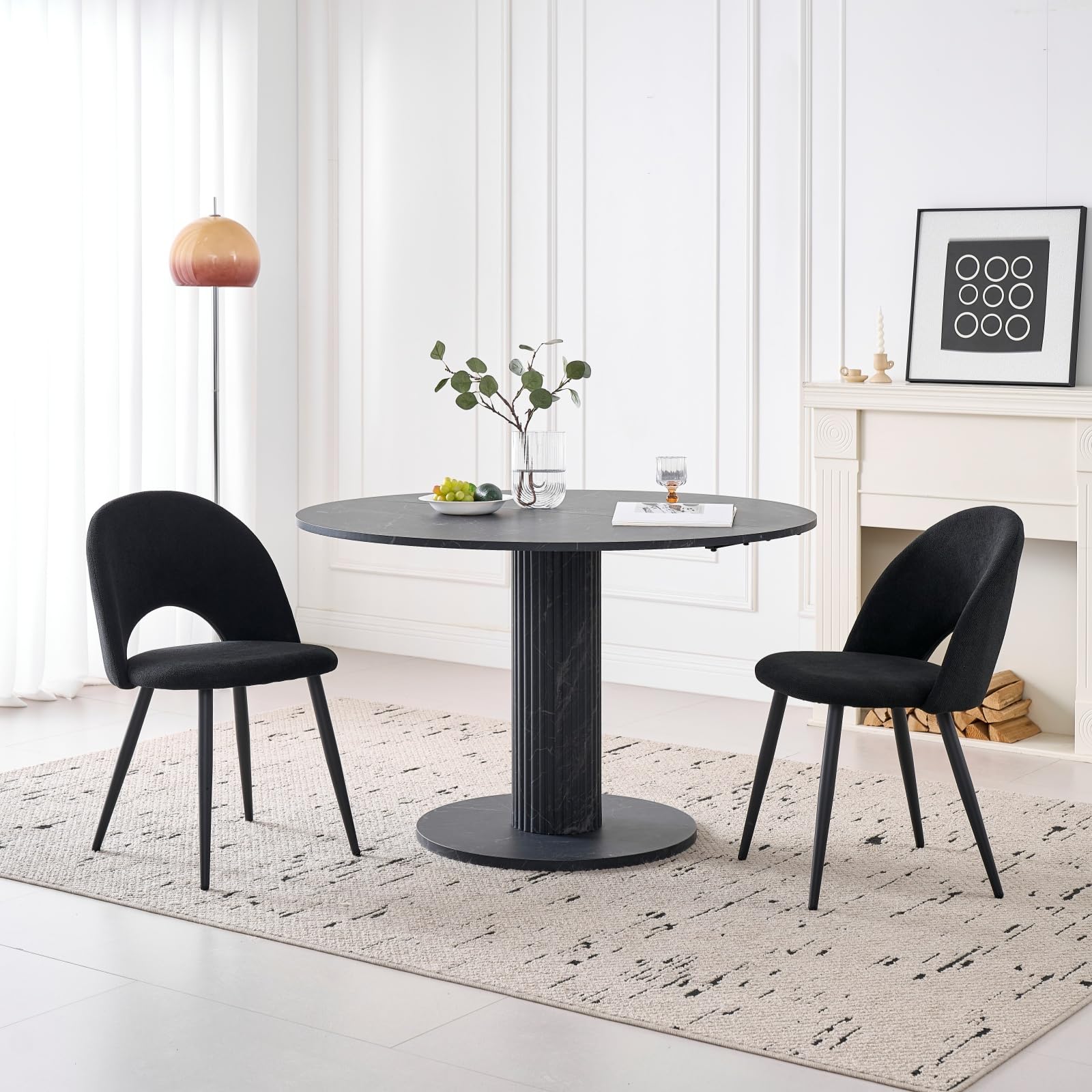 GrandCA HOME Set di 4 Sedie da Pranzo, Moderne Sedie da Cucina Imbottite con Gambe in Metallo, Adatte a Sale da Pranzo, Soggiorni e Camere da Letto - Nero
