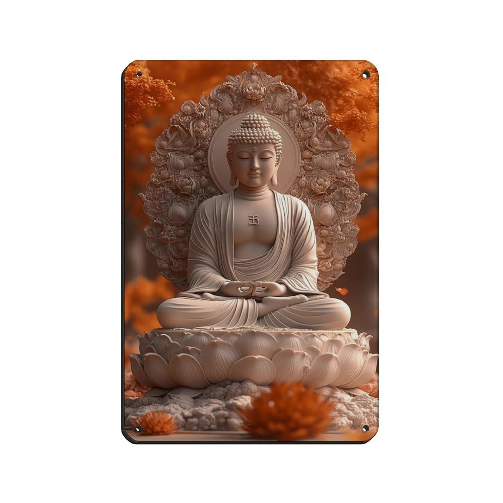 Buddha Healing Decor, Hindu Art Retro Poster Metal Tin Sign Chic Art Retro Iron Painting Bar People Cave Cafe Family Garage Poster Wall Decoration 8x12inch(20x30cm)