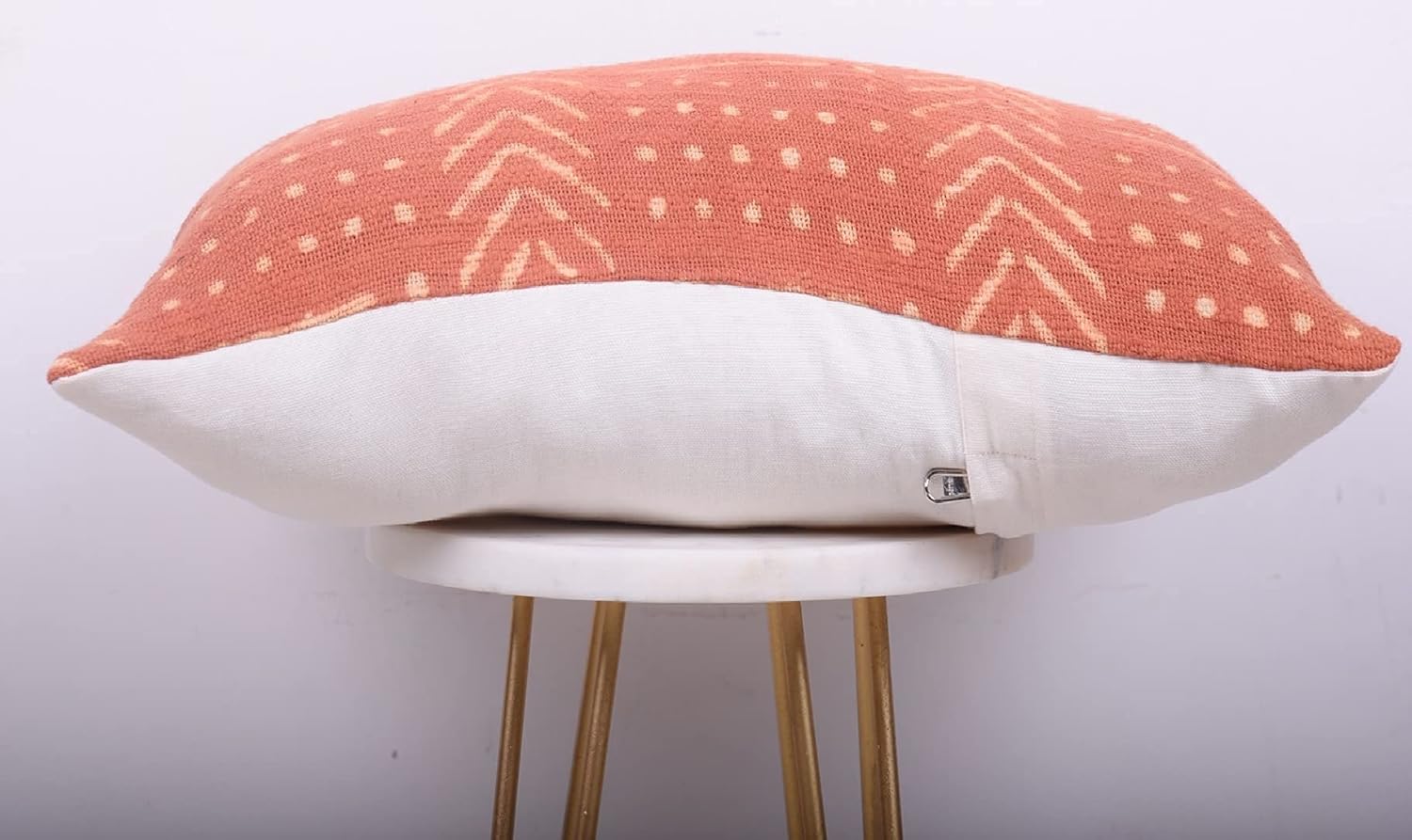 Trade Star Decorative Handwoven Sofa Pillow Case Handloomed Cushion Case 100% Cotton Throw Pillow Cover for Living Room Indian Spring Pillow Cover Fall Decor Case (Rust Snow 12X18 INCHES)