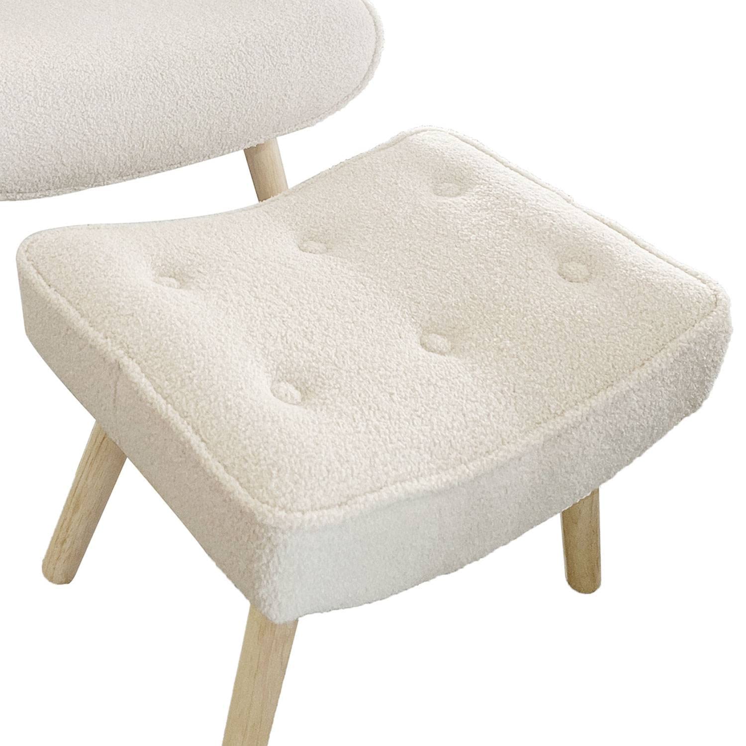Fauteuil Gustav En Tissu Bouclette Crème - Confort Et Style Rétro Pour Ton Salon Ou Bureau - 10