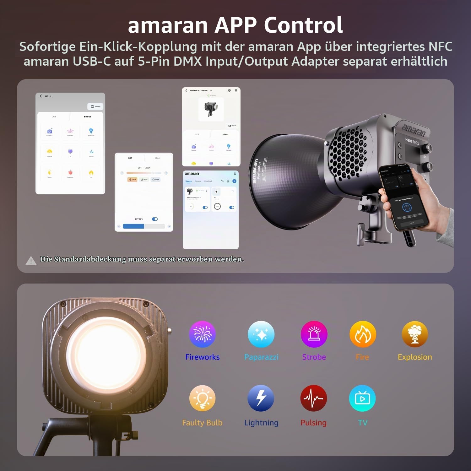 amaran Halo 300x 305W Bi-Color COB LED Videoleuchte