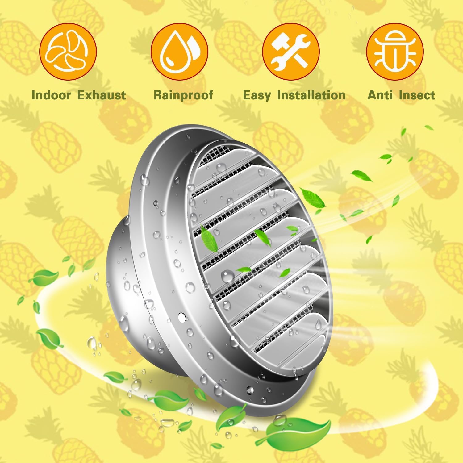 Aygrochy Rejilla de ventilación de 120 mm, Acero Inoxidable X2, 304, Redonda, atornillada, Rejilla de protección contra Insectos, Brida, Rejilla de ventilación