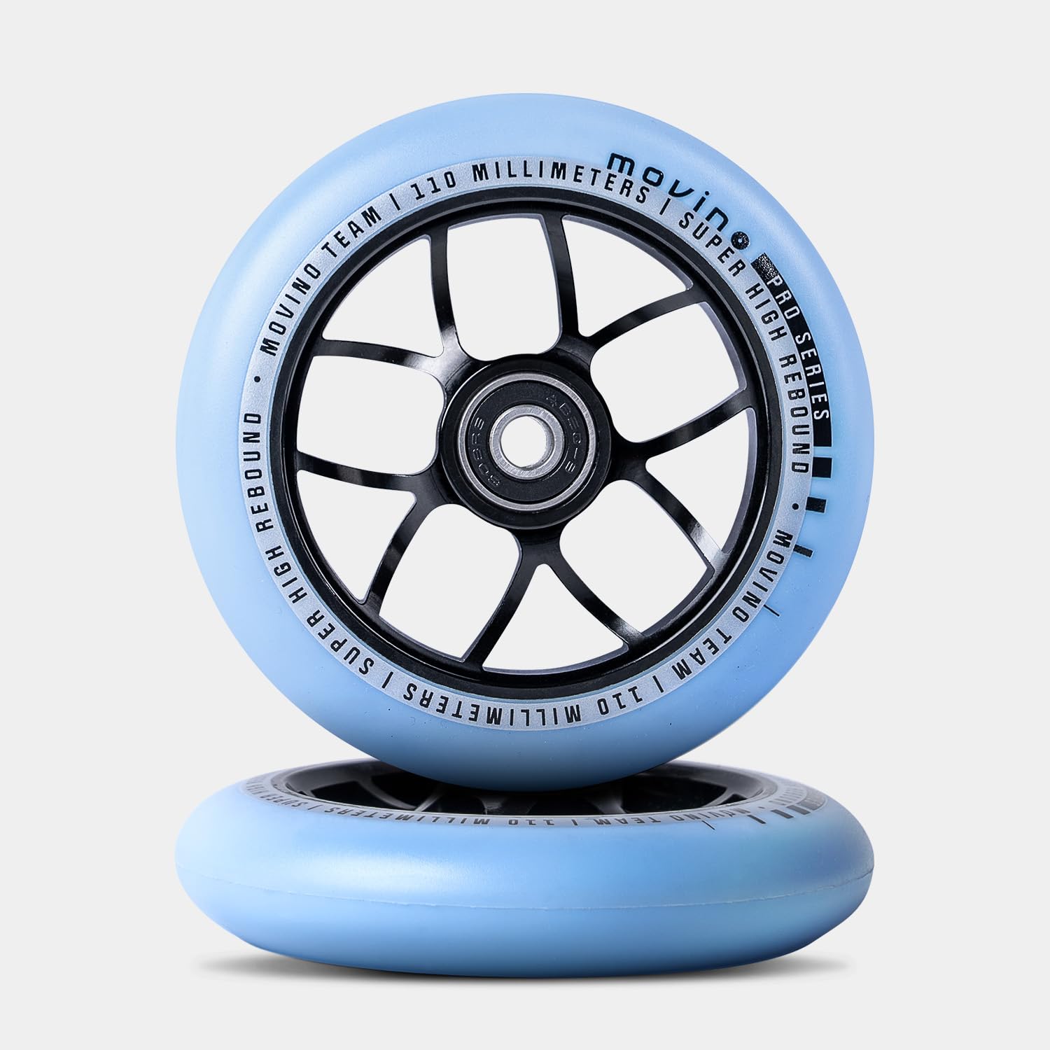 Movino Koła do hulajnogi wyczynowej Koła zapasowe 2 sztuki 110 mm Aluminium Poliuretan Wysokie odbicie 100 kg Obciążenie Team Pro Spoked 2 Blue