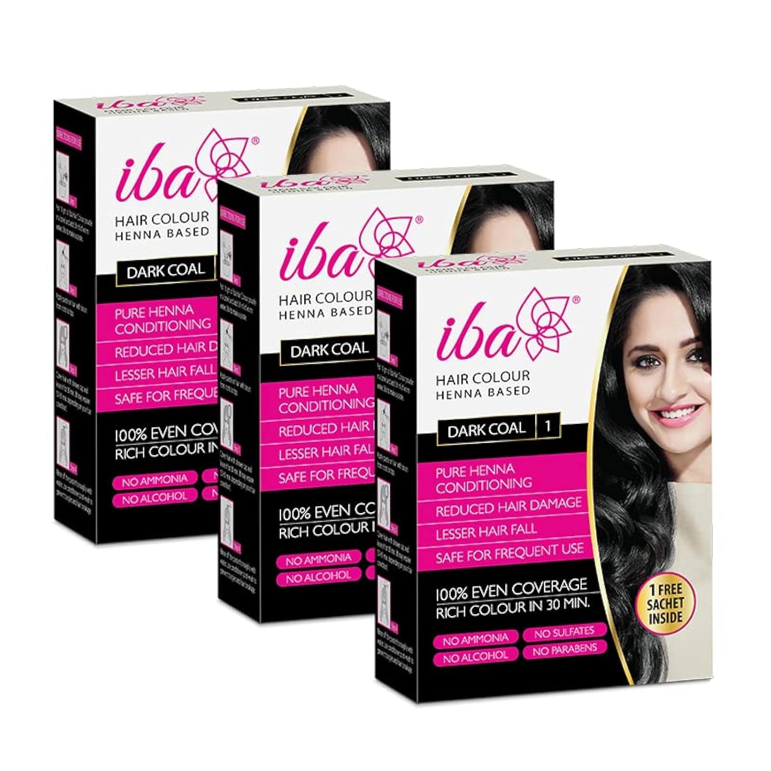 Iba Dark Coal Hair Color - Natural Henna Powder -13