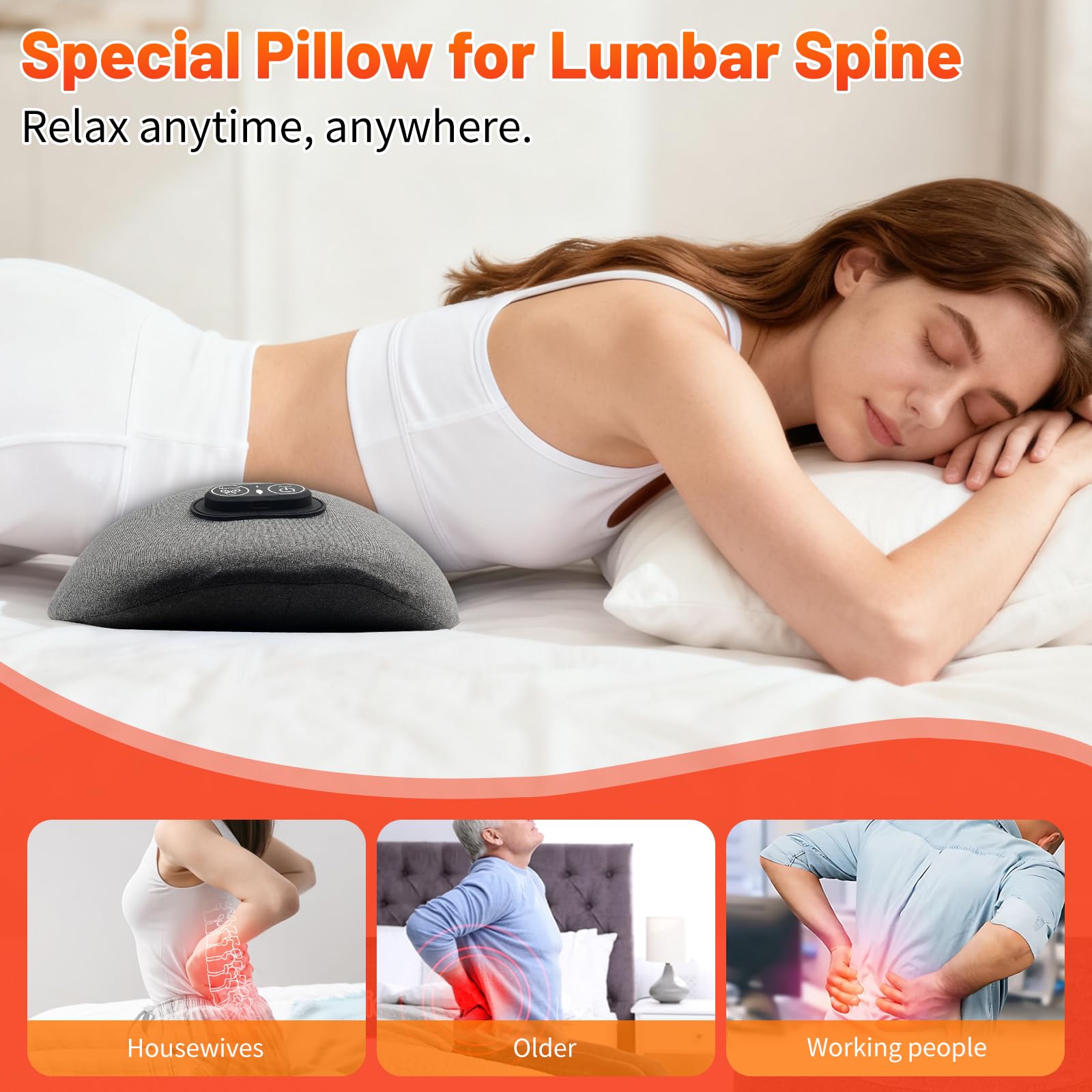 3In1 RüCkenmassagegeräT, Rücken Massage Gerät Mit Traction Vibration WäRme | Ergonomische RüCkenstüTze Intelligentes Back Massager, RüCkenmassagegeräT für Nacken, Schultern Und RüCken