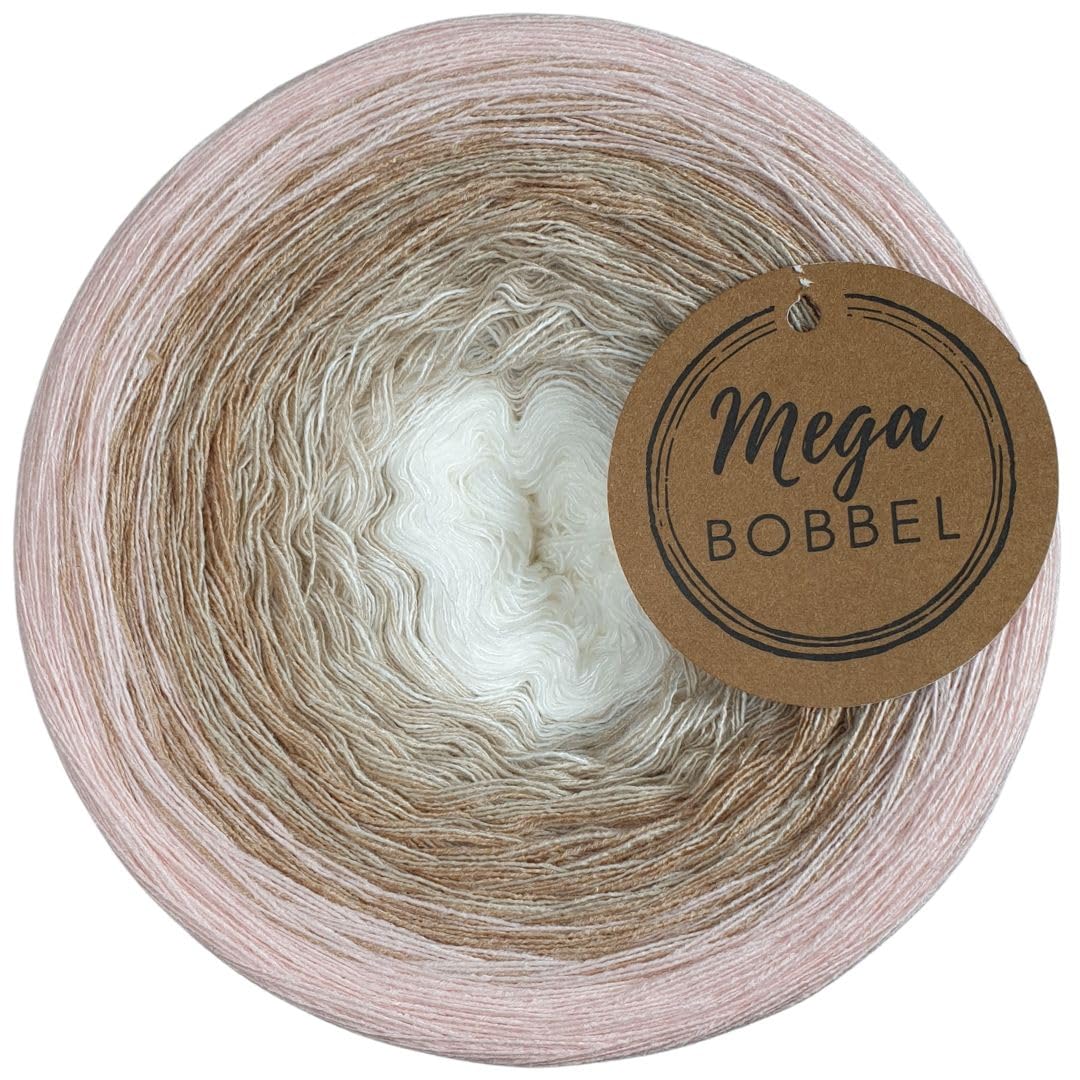 MegaBobbel- MODALmix *Gesang der Engel*AMD89* (Außenfarbe: Perle) Farbverlaufsgarn - Lace Garn Bobbel Wolle zum Häkeln & Stricken (4 fädig, 1500m)