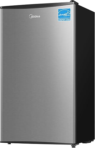 Midea MERM33S1AST - Refrigerador compacto de 3.3 pies cúbicos, color plateado
